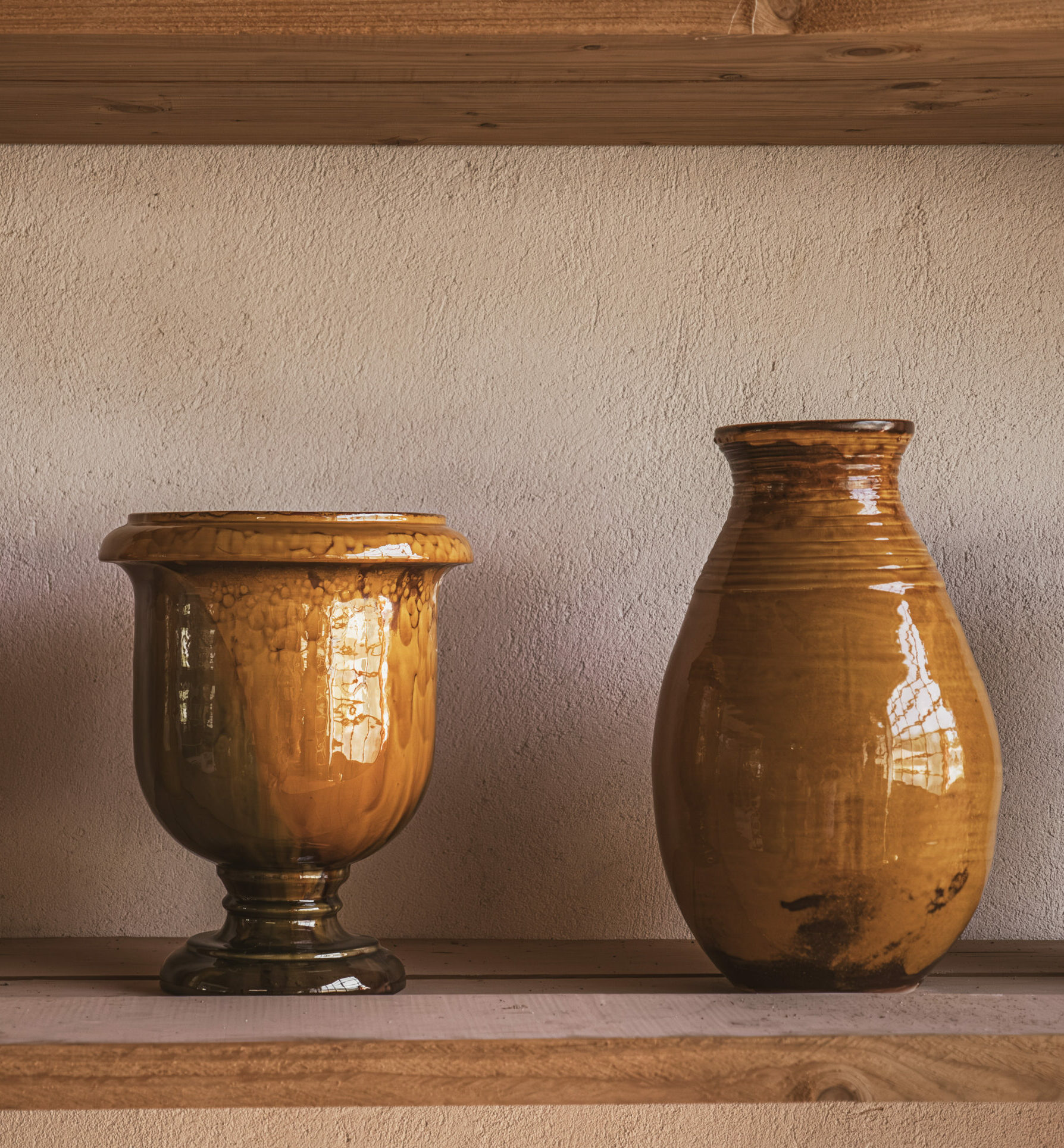 VASES COULAGE JASPE MIEL (Bouteille à huile + Inspi médicis + Jarre à huile)